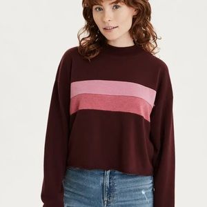 American Eagle Ahh-mazingly Soft Cropped Mockneck‎ Striped Sweater Women’s Sz M